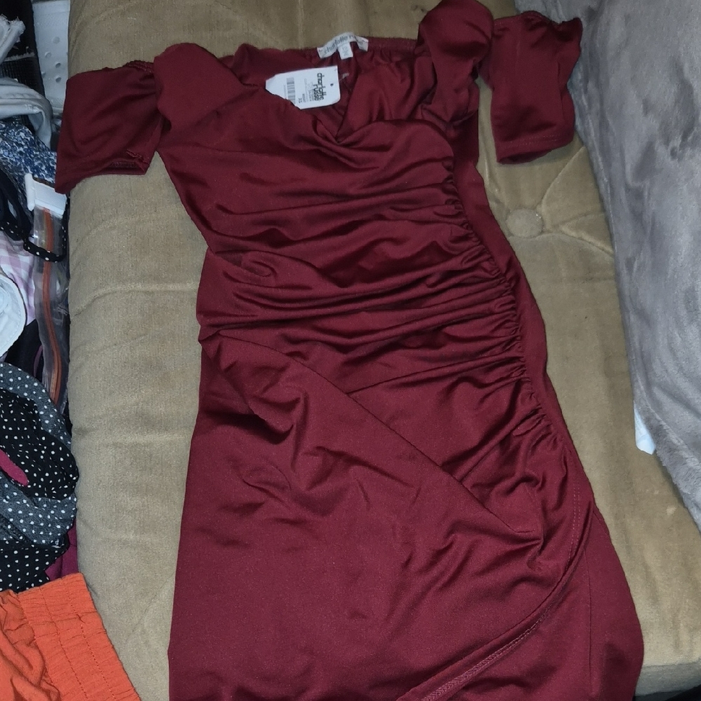 Charlotte Russe Asymmetrical Burgundy Dress